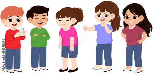 Illustration of Children Bullying Another Child