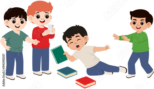 Illustration of Children Bullying Another Child