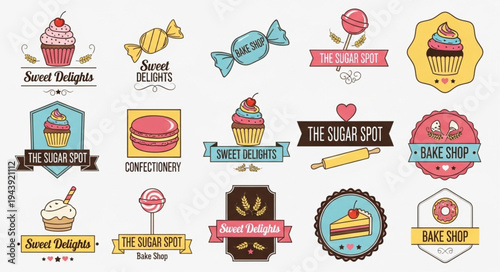 Sweet Treats and Bakery Logos Collection - Cupcakes, Candies, and More.