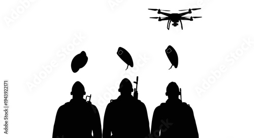 Military Drone Surveillance Over Soldiers in Formation