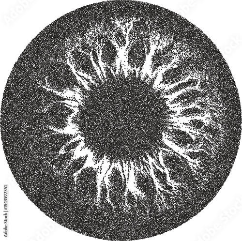 Eye vintage y2k stipple art, vision halftone stipple brutalist retro vector png with transparent background, iris 2000s aesthetic photocopy effect tattoo