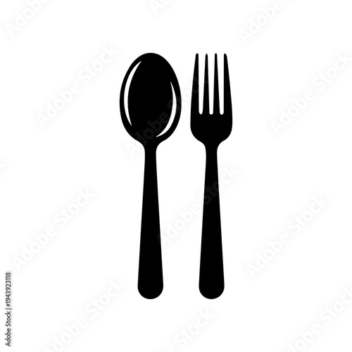 Spoon and fork dining utensils symbol for restaurant food service kitchen and meal preparation Vector illustration