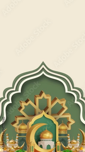 Luxury Eid Mubarak Aesthetic Golden Mosque Crescent Ramadan Vibes Background