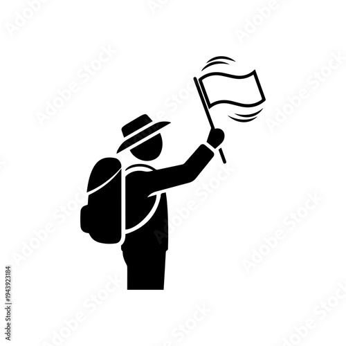 Tourist guide flag travel navigation symbol for tour direction sightseeing and exploration Vector illustration