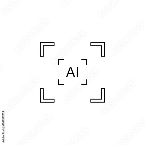 Artificial intelligence concept with a focus frame, symbolizing advanced machine learning, data processing, and future technological targeting for innovation