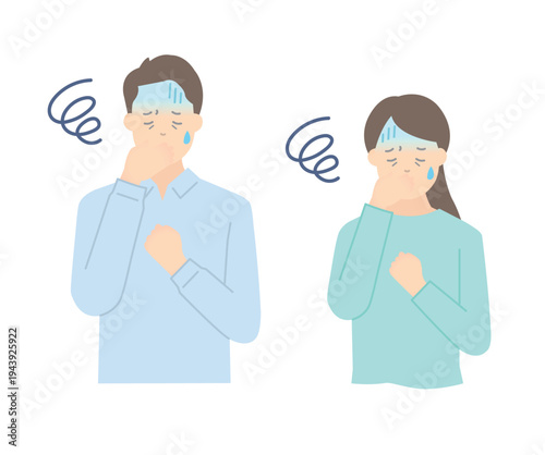 吐き気のある男女のイラストベクター素材