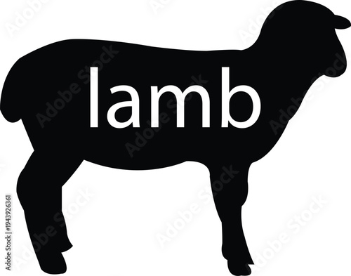 A solid black silhouette of a young sheep or lamb. The word "lamb" is written in a clean, white lowercase sans-serif font across the center of the torso