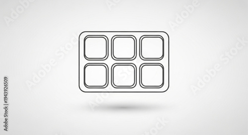 Outline of a six-compartment plastic food tray.