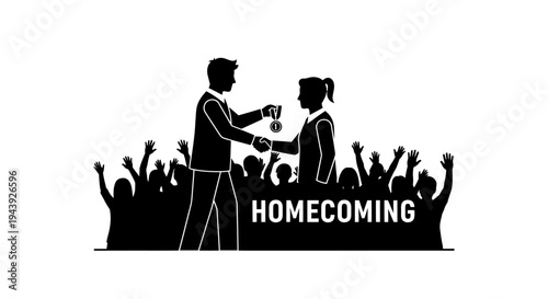 Homecoming King and Queen Crowned with Medals by Audience Celebration