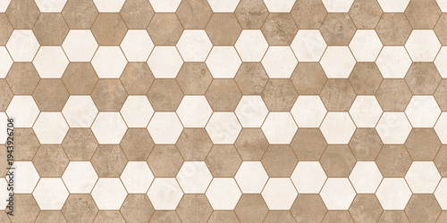 Seamless Beige and Brown Hexagon Stone Tile Pattern