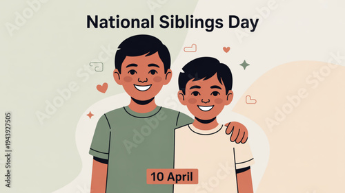 Brothers celebrating national siblings day on april 10th with a warm and loving gesture