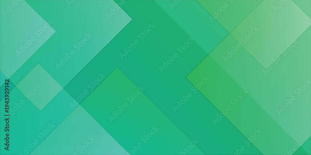 Obraz premium Modern abstract green geometric background featuring layered gradient shapes and diagonal overlapping elements.