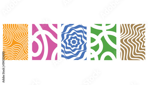 A colorful pattern illustration with various geometric designs and shapes