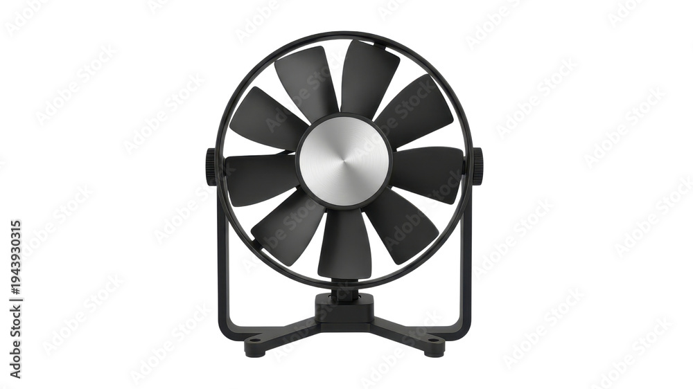 Naklejka premium Black desk fan with metal accent