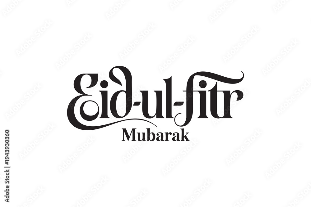 Fototapeta premium Eid ul Fitr Mubarak Typography Set – Elegant Islamic Calligraphy Lettering for Eid Festival Design