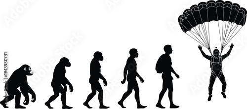 Silhouettes of a mountain bike rider performing stunts and jumping in sequence isolated on white for extreme sports action concept