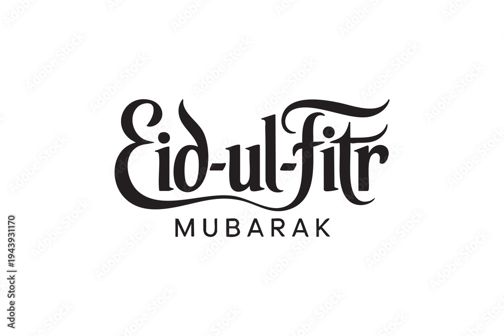 Fototapeta premium Eid ul Fitr Mubarak Typography Set – Elegant Islamic Calligraphy Lettering for Eid Festival Design