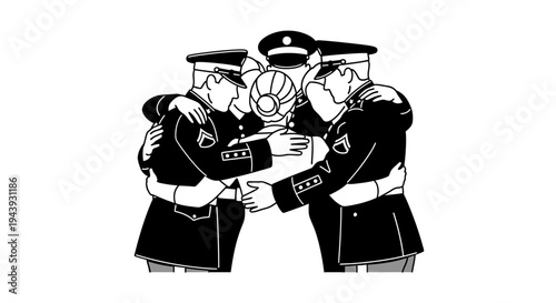 Military Friends Hugging, Symbolizing Camaraderie and Support