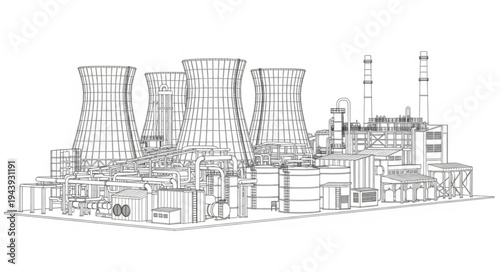 Industrial Power Plant Facility Structure.