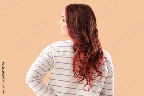 Young young woman with red ...