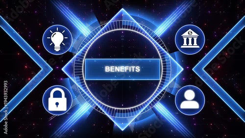 Employee benefits help to get the best human resources. Business concept. Modern Technology, Internet and social media icons 4K animation background.