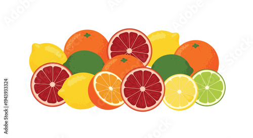 Vibrant citrus fruits arranged in colorful heap