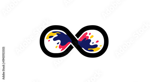 Abstract Infinity Symbol with Colorful Splashes representing endless creativity and potential