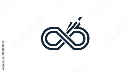 Abstract infinity symbol with a dynamic ascending arrow element representing growth and progress