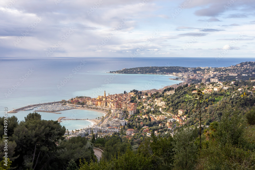 Fototapeta premium Menton french riviera coastal town panoramic view