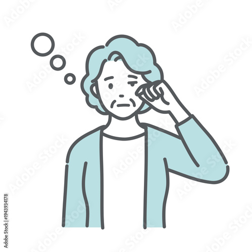 気分が悪くぼーっとしているシニア女性（おばあちゃん）のイラスト