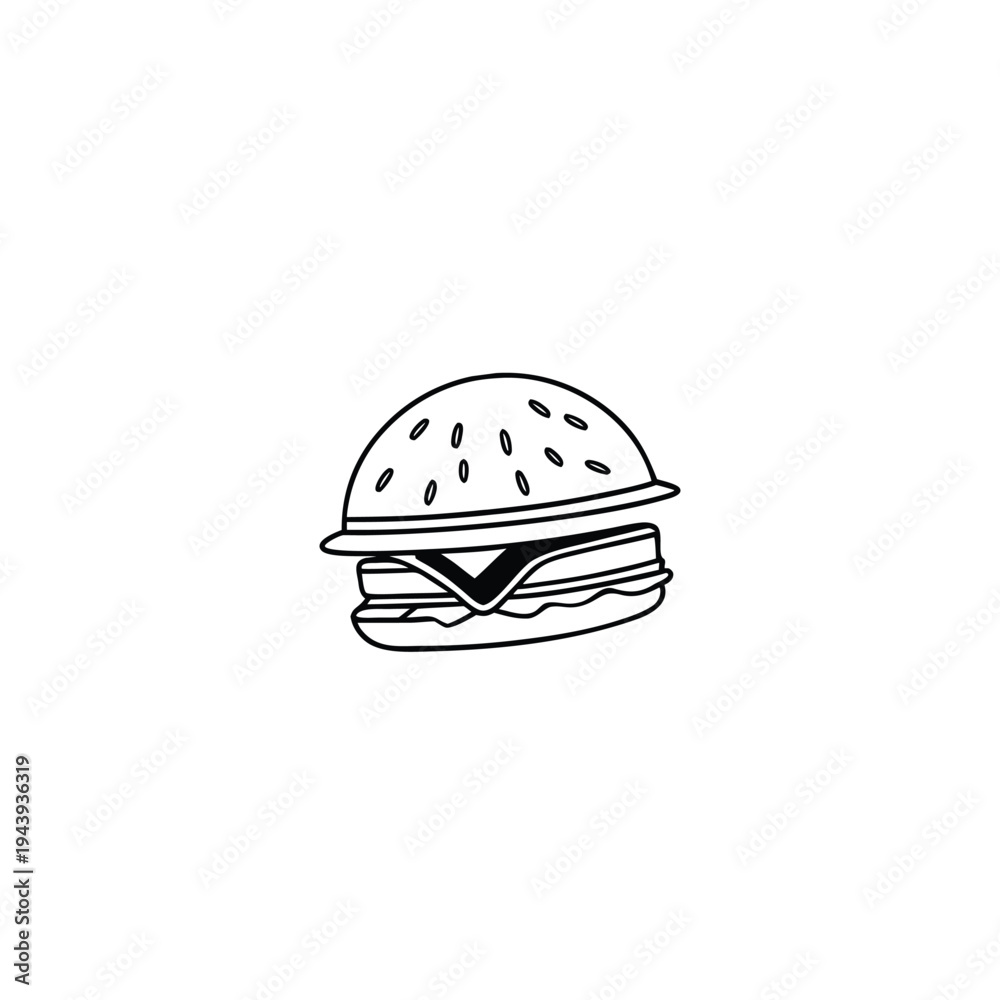 Fototapeta premium A simple line drawing of a hamburger