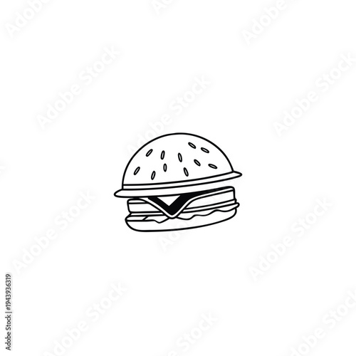 A simple line drawing of a hamburger