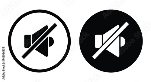 Modern Muted Icon Set: Mute and Unmute Sound Buttons - Line and glyph icon set - Minimalist, flat icon, outline, glyph, linear, clipart, sticker - icon set