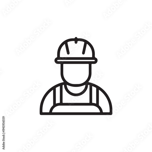 Construction Worker Wearing Hard Hat and Overalls.