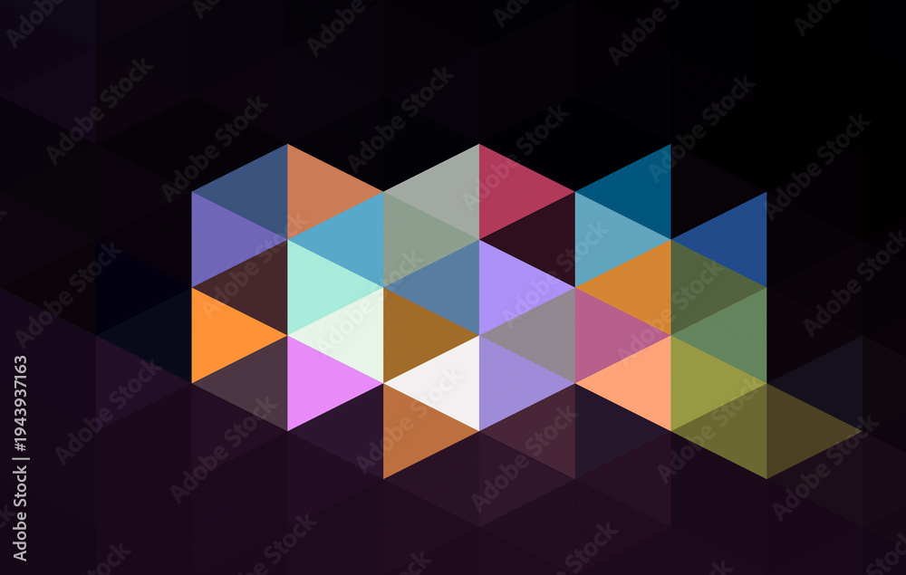 Fototapeta premium a digital geometric abstract artwork featuring a pattern of interlocking triangles, The style is modern and minimalistic, used for creative purposes, modern branding, brochures, or digital media