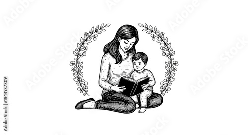 Woman reading to little child.