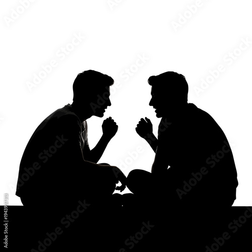 Happy friendship day silhouette of two friends talking and sharing moments