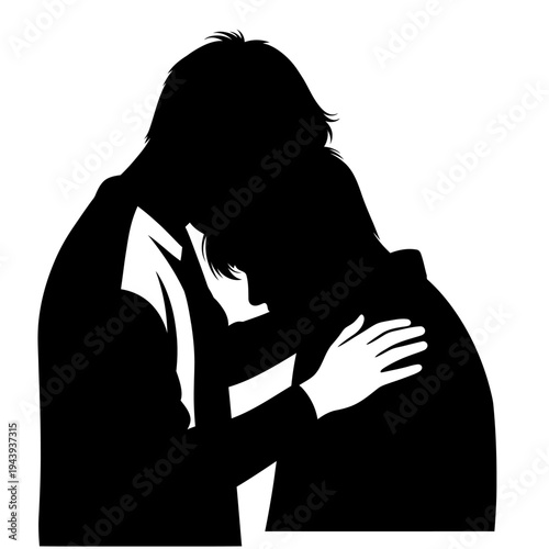 Happy friendship day silhouette of two friends embracing