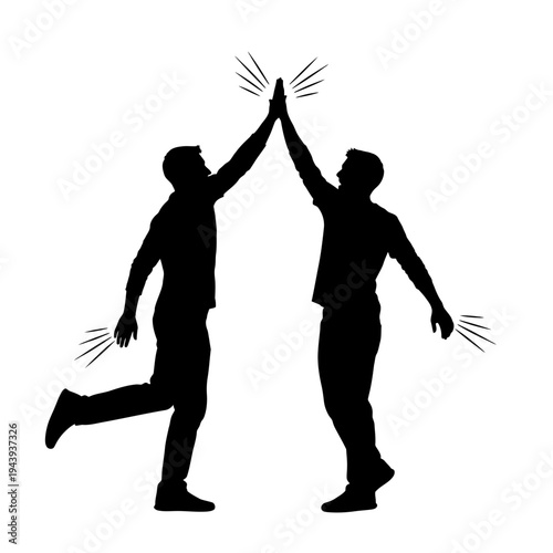 Happy friendship day silhouette of two friends high fiving
