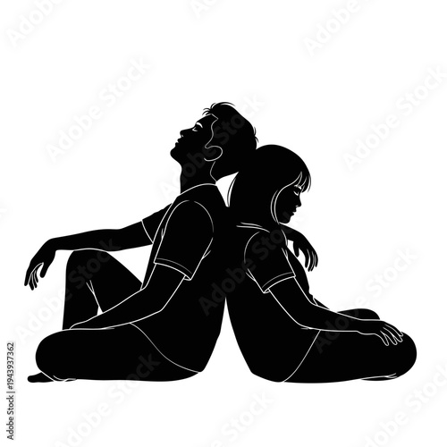 Happy friendship day silhouette of two friends together