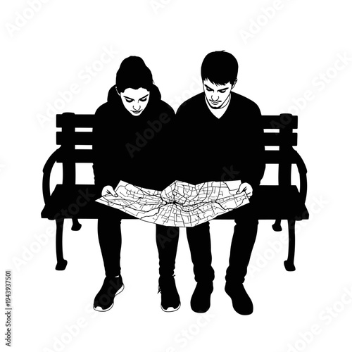 Happy friendship day silhouette of two friends sitting together