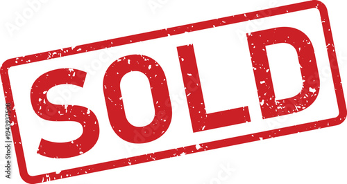 A bold red grungy rubber stamp displays the word SOLD, indicating a completed transaction or item