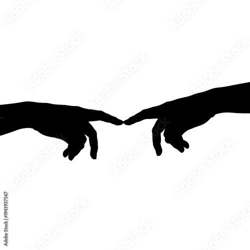 Silhouette of touching hands on happy friendship day