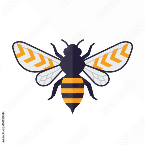 Illustration of a Stylized Bee with Yellow Stripes.