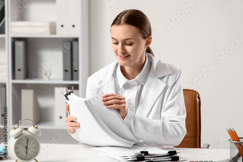 Businesswoman searching thr...