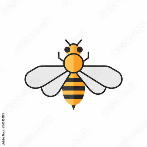 Simple Yellow and Black Bee Illustration.