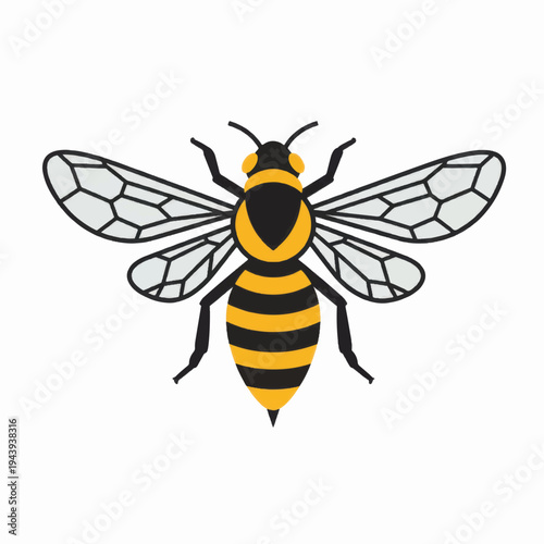Yellow and Black Striped Bee Illustration 2.