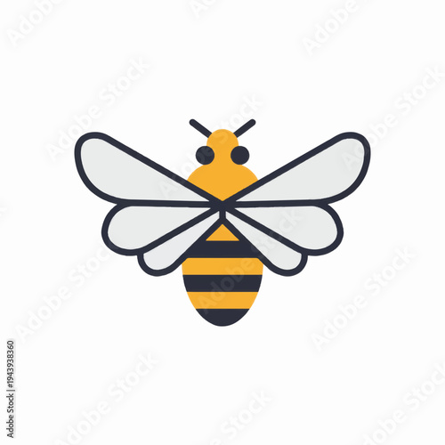 Yellow and Black Striped Bee Illustration.