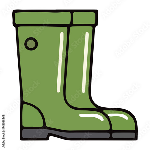 Green Rubber Boots Illustration