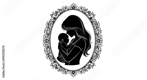 Mother holding newborn baby close.